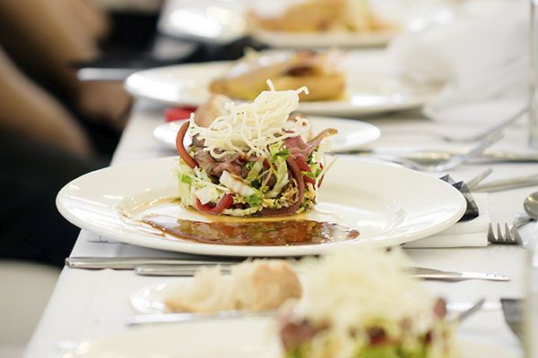 A well-presented meal on a restaurant table