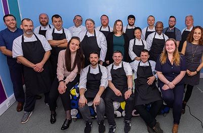 Group shot of the chefs and other staff in Bristol